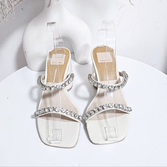 Dolce Vita Natie rhinestone slide block heel sandals - Picture 4 of 6